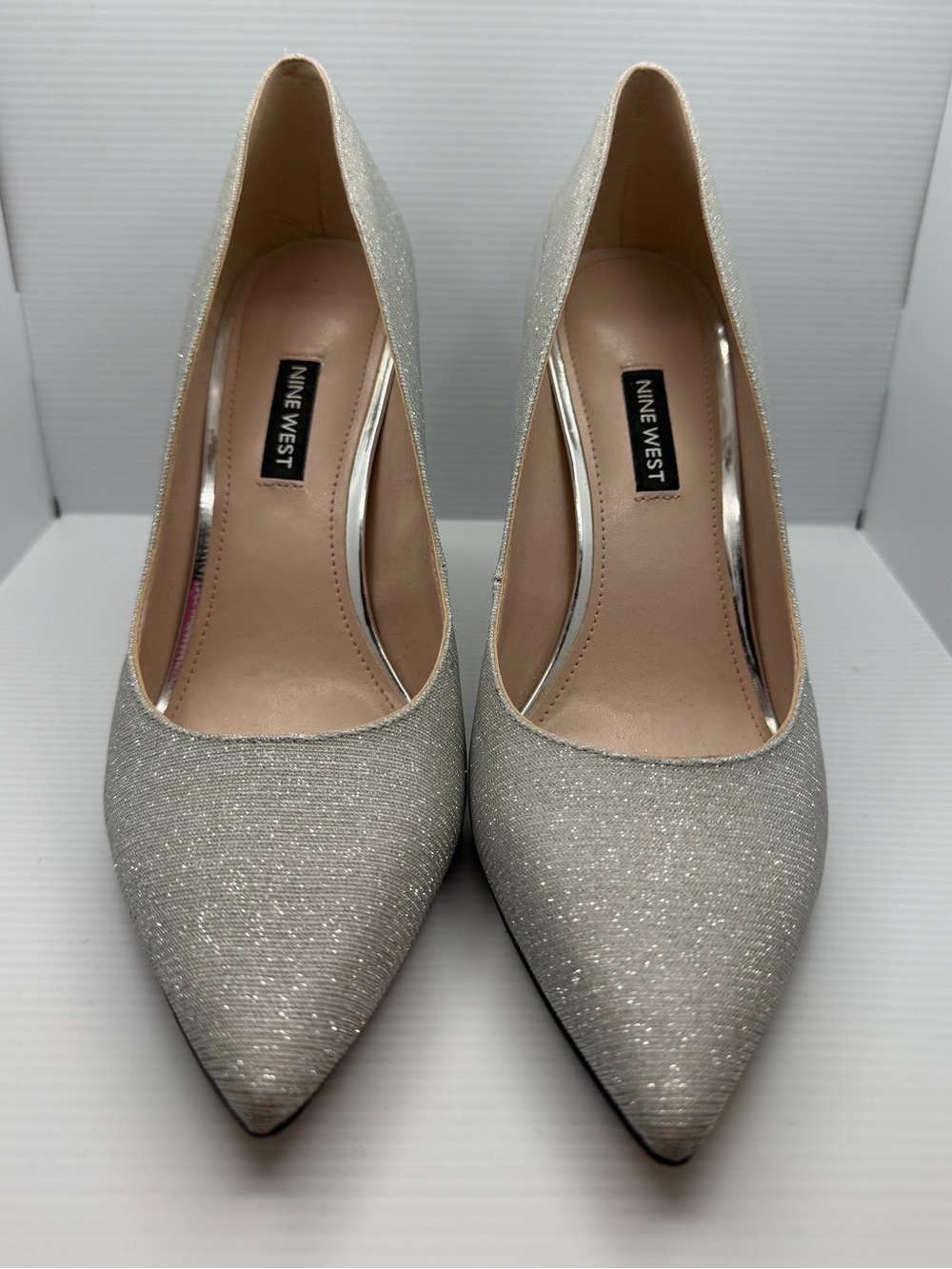 Nine West Silver Glitter Pointed Pumps